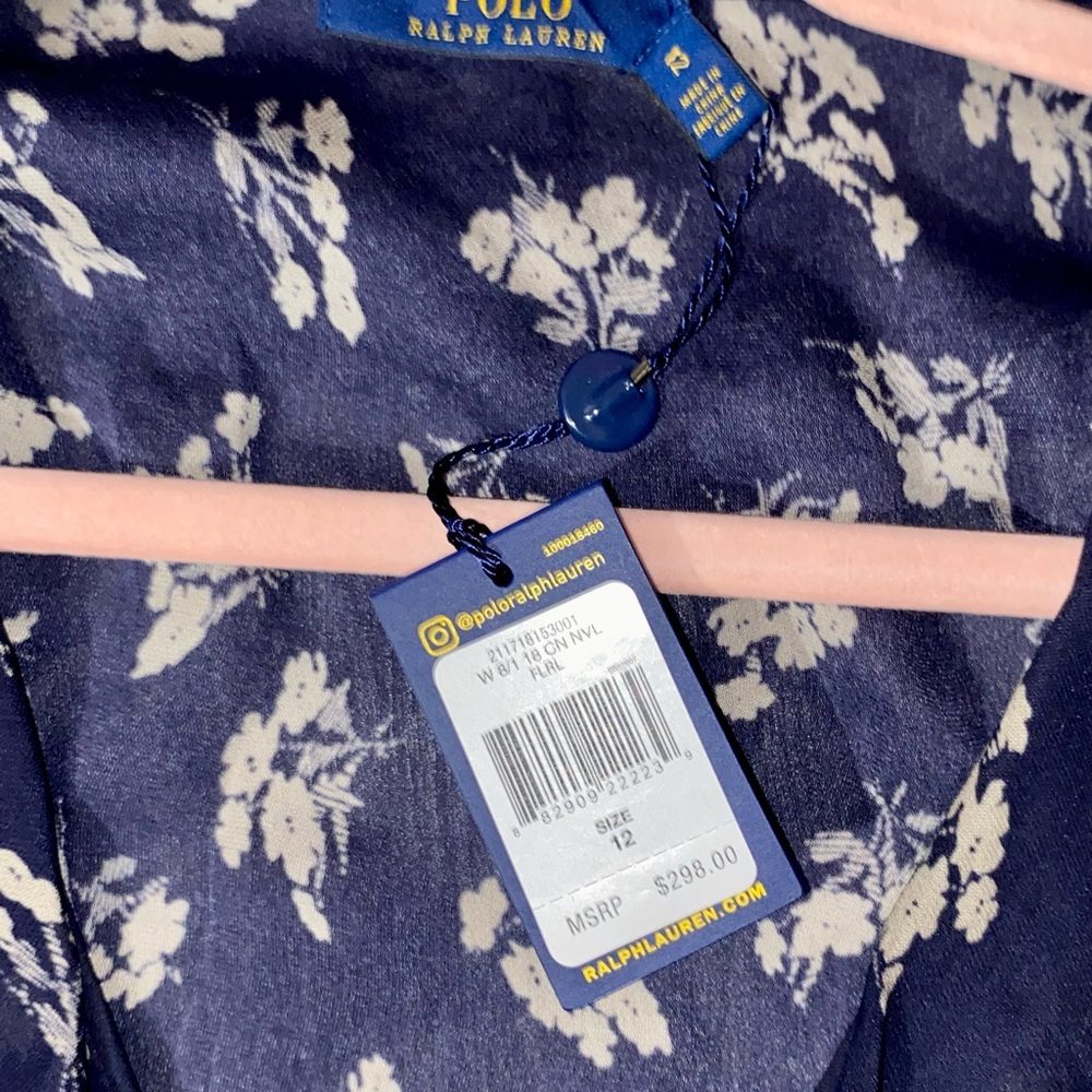 Polo by Ralph Lauren Blue Smocked Midi Sundress with layered Sleeves - Picture 6 of 6